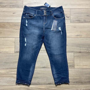 TORRID Womens Stretch Jegging Crop Blue Spell Size 18 Distressed Raw‎ Hem